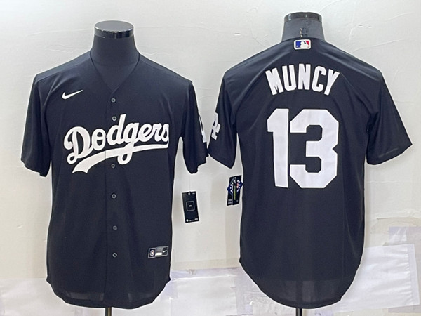 Men's Los Angeles Dodgers #13 Max Muncy Black Cool Base Stitched Baseball Jersey